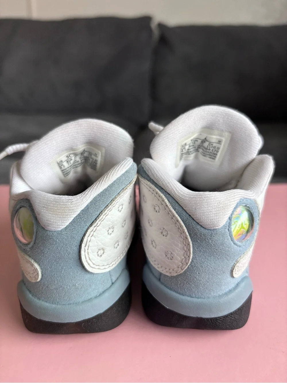 Jordan Kids White Floral-Embossed Sneakers with Black Soles